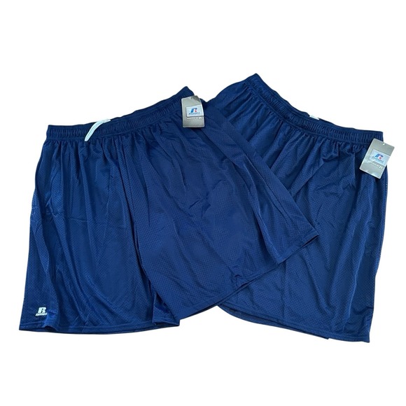 NWT Russell Athletic Men's Size 4XL Navy Blue Mesh Shorts *Lot of 2* Drawstring - Picture 1 of 10